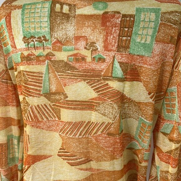 Vintage 70s Sailboat Sunrise Dagger Collar Disco Blouse - Picture 7 of 8